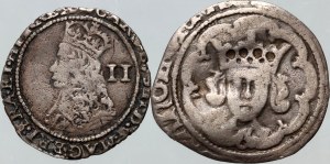Anglia, zestaw monet z lat 1461-1670 (2 sztuki)