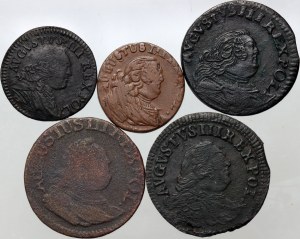 August III, set of coins from 1751-1755 (5 pieces)