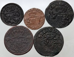 August III, set of coins from 1751-1755 (5 pieces)