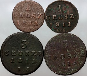 Duchy of Warsaw, Frederick Augustus I, set of coins from 1811-1814 (4 pieces)