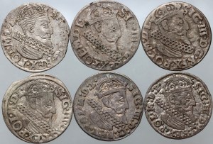 Sigismond III Vasa, ensemble de trojaks datés de 1621-1624 (6 pièces)