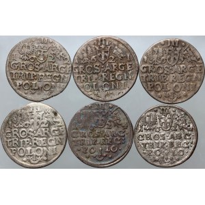 Sigismund III Vasa, set of trojaks dated 1621-1624 (6 pieces)