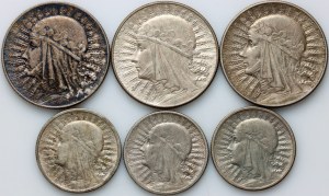 II RP, zestaw monet z lat 1932-1934, (6 sztuk)