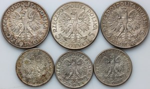 II RP, zestaw monet z lat 1932-1934, (6 sztuk)