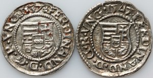 Ungheria, Ferdinando I, denario 1537 KB, denario 1547 KB, Kremnica (2 pezzi).