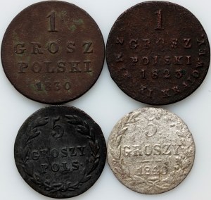 Royaume du Congrès / Partition de la Russie, jeu de pièces 1823-1840 (4 pièces)