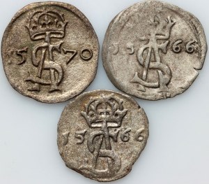 Sigismund II Augustus, set of two-denarii from 1566-1570 (3 pieces)