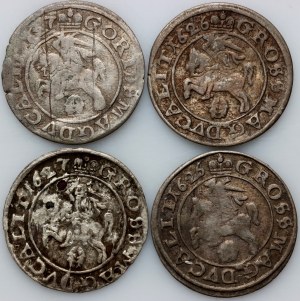 Sigismond III Vasa, série de pennies datés de 1626-1627, Vilnius (4 pièces)