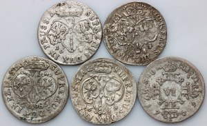 Allemagne, Prusse, série de six pence datée de 1682-1709 (5 pièces)