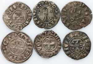 Europa, średniowiecze, zestaw denarów, (6 sztuk)