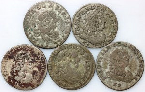 Nemecko, Prusko, Fridrich Viliam I., sada šesťpencov z rokov 1681-1687 (6 kusov)