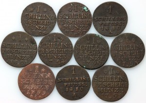 Niemcy, Prusy, Fryderyk Wilhelm II, zestaw monet z lat 1790-1810 (10 sztuk)