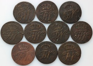 Německo, Prusko, Fridrich Vilém II, sada mincí 1790-1810 (10 kusů)