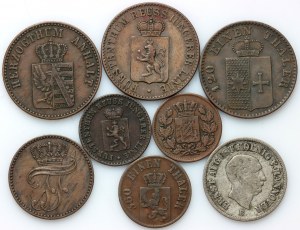 Niemcy, zestaw monet z lat 1845-1871 (8 sztuk)
