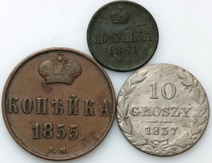 Russian partition, set of coins from 1837-1861 (3 pieces)