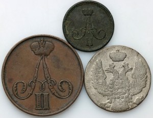 Ruské dělení, sada mincí 1837-1861 (3 kusy)