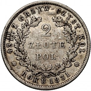 Insurrection de novembre, 2 zlotys 1831 KG, Varsovie