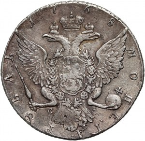 Rusko, Katarína II, rubľ 1768 СПБ CA, Petrohrad