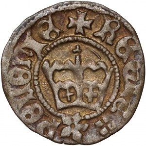 Jan Olbracht 1492-1501, Halbpfennig ohne Datum, Krakau, Wappen Poraj unter Krone