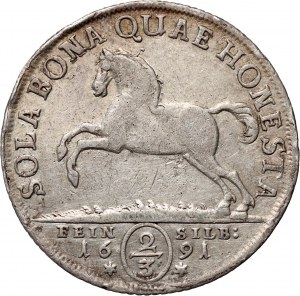 Nemecko, Brunswick-Luneburg, Ernest August, 2/3 thaler 1691 HB