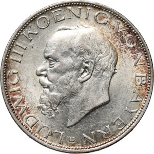 Germany, Bavaria, Ludwig III, 3 Mark 1914 D, Munich