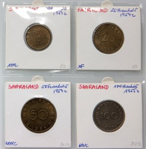 Německo, Protektorát Sársko, sada mincí (4 kusy) 1954-1955