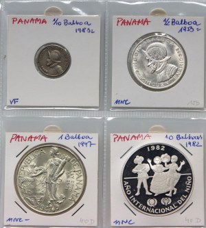 Panama, jeu de pièces (4 pièces) 1947-1983