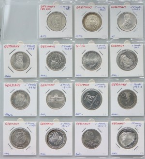 Germania, RFT, serie di monete commemorative, 23 x 5 marchi, 1966-1979
