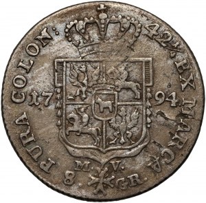 Stanisław August Poniatowski, moneta da due zloty 1794 MW, Varsavia