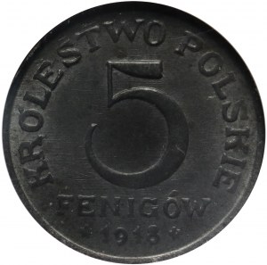 Kingdom of Poland, 5 pfennig 1918 FF, Stuttgart