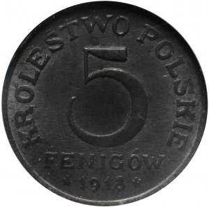 Królestwo Polskie, 5 fenigów 1918 FF, Stuttgart