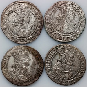 Jan II Kazimír, sada šestipenců z let 1660-1667 (4 kusy)