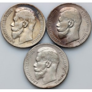 Russie, Nicolas II, série de roubles de 1896-1899 (3 pièces)
