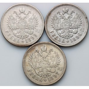 Russie, Nicolas II, série de roubles de 1896-1899 (3 pièces)