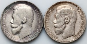 Russia, Nicola II, rublo 1899 (ЭБ), rublo 1898 (*)