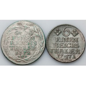 Germany, Prussia, Frederick II, 1/3 Thaler 1772 B, Wrocław, 1/6 Thaler 1771 E, Kaliningrad