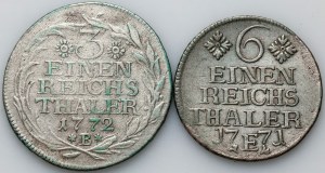 Germania, Prussia, Federico II, 1/3 di tallero 1772 B, Wrocław, 1/6 di tallero 1771 E, Kaliningrad