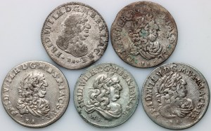 Allemagne, Brandebourg-Prusse, Frédéric-Guillaume, série de six pence datée de 1682-1686 (5 pièces)