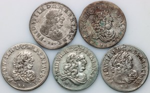 Německo, Braniborsko-Prusko, Fridrich Vilém, sada šestipenců z let 1682-1686 (5 kusů)