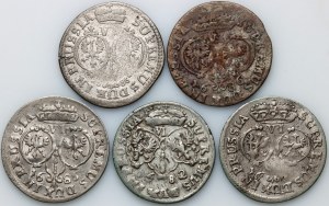 Nemecko, Brandenbursko-Prusko, Fridrich Viliam, sada šesťpencov z rokov 1682-1686 (5 kusov)