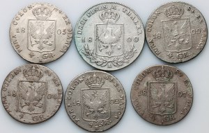 Niemcy, Prusy, Fryderyk Wilhelm III, zestaw monet z lat 1800-1807 (6 sztuk)