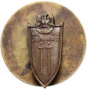 Polen, Volksrepublik Polen, Miniaturabzeichen Schild von Grvnwald 1410-1945, Gravur St. Ziemski + Ausweis