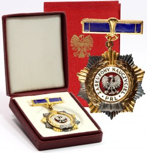 Pologne, République populaire de Pologne, Titre d'honneur, Distinguished Teacher of the People's Republic of Poland, avec boîte et inscription