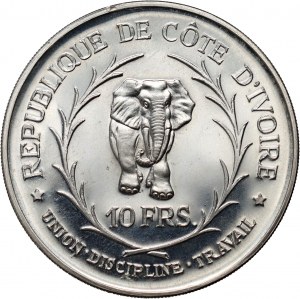 Ivory Coast, 10 Francs CFA 1966, Félix Houphouët-Boigny