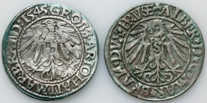 Sliezsko, Krosnianske vojvodstvo, Jan Kostrzyn, groš 1545, Krosno, Prusko, Albrecht Hohenzollern, groš 1545, Königsberg