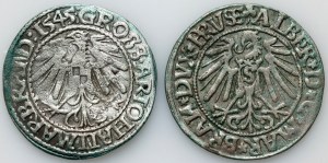 Śląsk, Księstwo Krośnieńskie, Jan Kostrzyński, grosz 1545, Krosno, Prusy, Albrecht Hohenzollern, grosz 1545, Królewiec