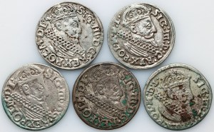 Sigismond III Vasa, ensemble de trojaks datés de 1620-1624 (5 pièces)