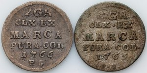 Stanisław August Poniatowski, demi-or (2 grosze) 1766 FS, Varsovie (2 pièces)