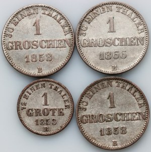 Německo, Oldenburg, Petr II, sada mincí 1853-1866 (4 ks)