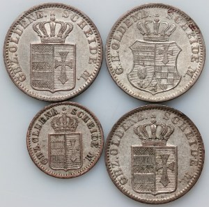 Niemcy, Oldenburg, Piotr II, zestaw monet z lat 1853-1866 (4 sztuki)